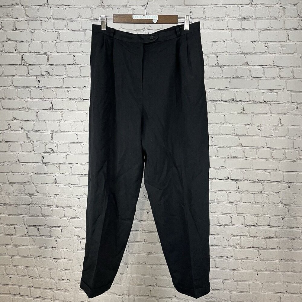 VTG Austin Reed Black Worsted Wool High Rise Trouser Pants Size 14P (30x27.5)